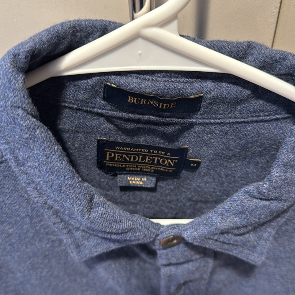 Pendleton Burnside Heather Blue Button Flannel Sh… - image 2